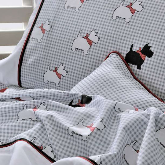 Down Town Home Bettwäsche-Set Einzel Baumwolle Sateen Dog Gray 175x255cm 3Stück