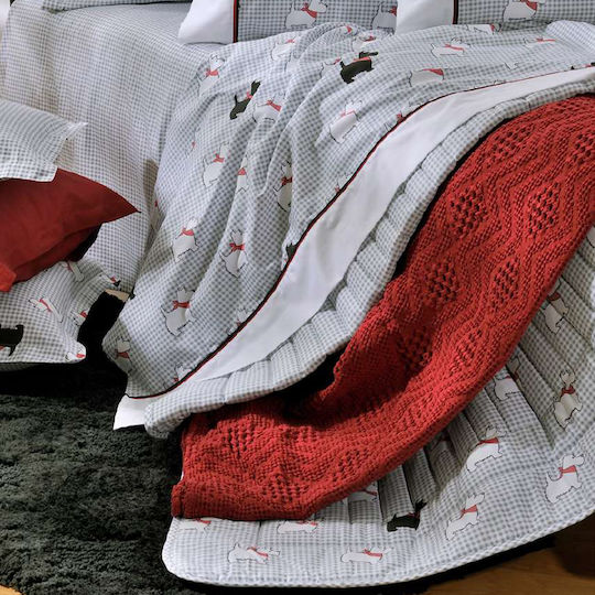 Down Town Home Bettwäsche-Set Einzel Baumwolle Sateen Dog Gray 175x255cm 3Stück