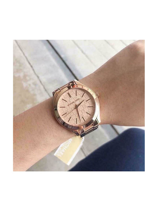 Michael Kors Slim Runway Watch with Pink Gold Metal Bracelet