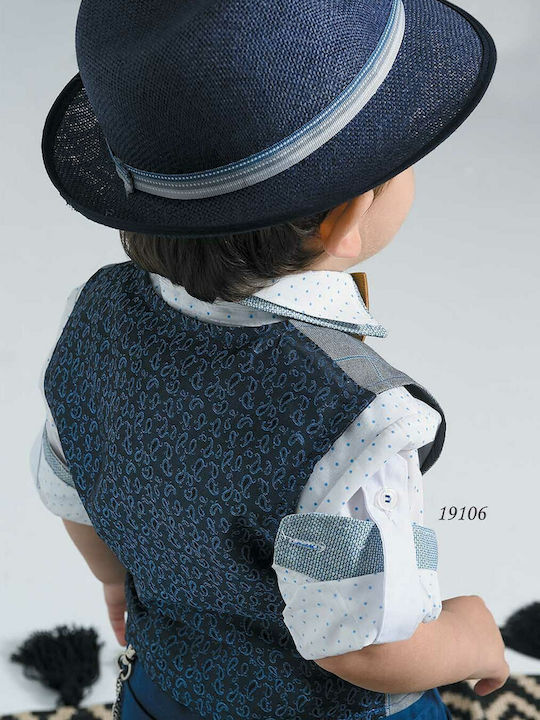 Bonito Baby Baptism Suit with Vest for Boys Blue 5 Pieces