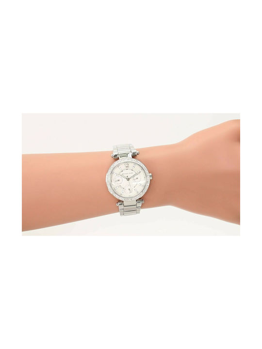 Michael Kors Parker Watch Chronograph with Silver Metal Bracelet