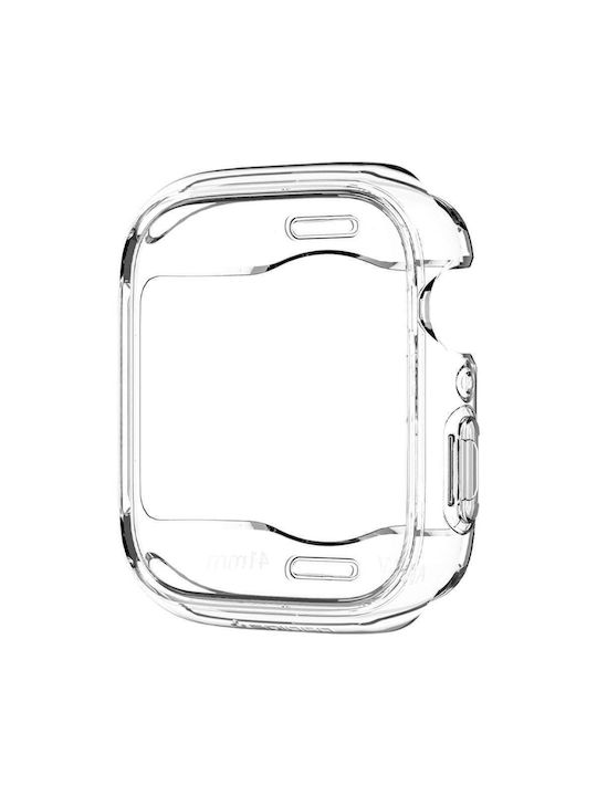 Spigen Ultra Hybrid Silicone Case with Glass in Transparent color for Apple Watch 45mm