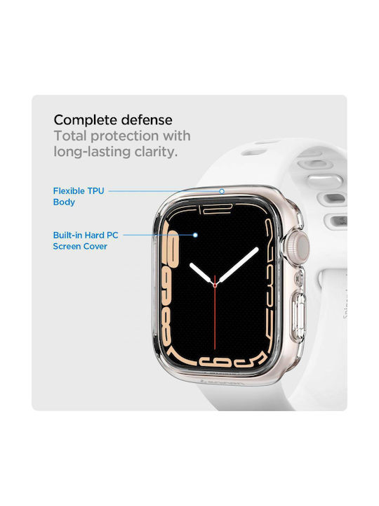 Spigen Ultra Hybrid Силиконов Калъф със Стъкло в Прозрачен цвят за Apple Watch 41 мм