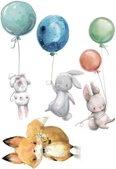 Ango Autocolant Decorativ Pentru Perete Copii Watercolour Animale XL 100cm 9 Bucăți