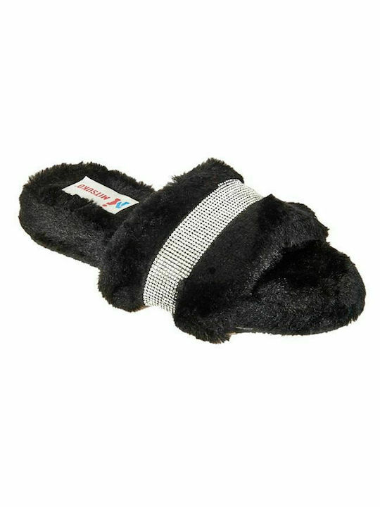 Mitsuko WS05520W Women's Slipper with Fur In Black Colour