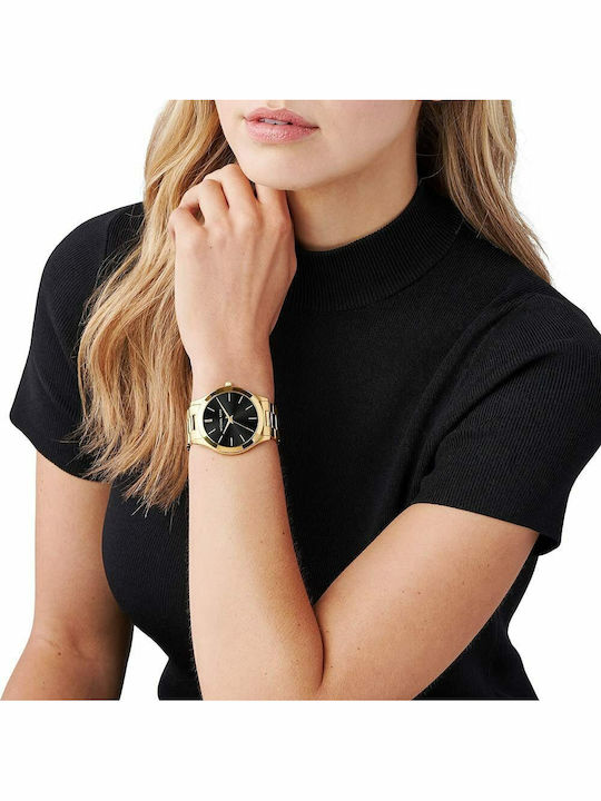 Michael Kors Runway Men's Watch 44mm Battery with Gold Metal Bracelet