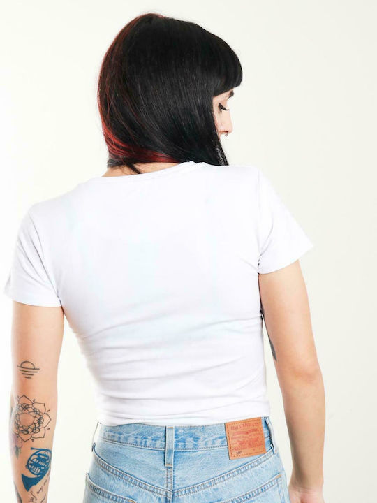 Karl Kani Γυναικείο Crop T-shirt Λευκό