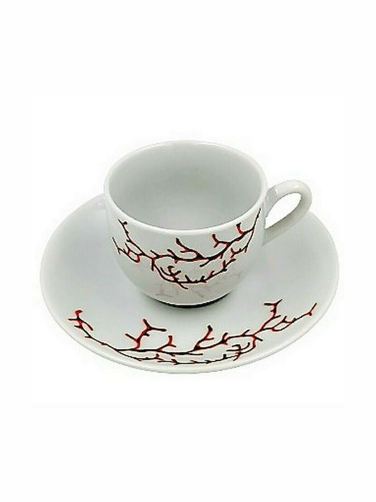 Cryspo Trio Amalfi Porcelain Coffee Cup Set 100ml White 6pcs