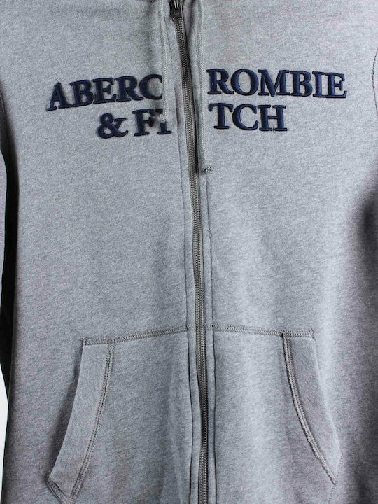 Abercrombie & Fitch Ανδρική Φούτερ Ζακέτα με Κουκούλα και Τσέπες Γκρι