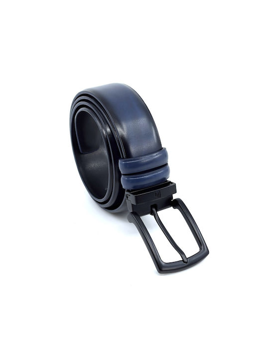 BLUE LEATHER BELT WITH BLACK BUCKLE LGD-2007-T-A BLUE LEATHER