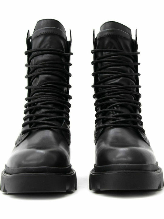 Madness Leather Women's Ankle Boots with Medium Heel Black