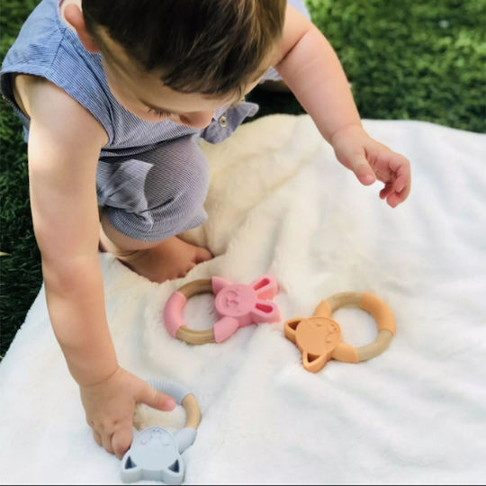 Nibbling Teether Ring for Teething from Wood for 3 Months+