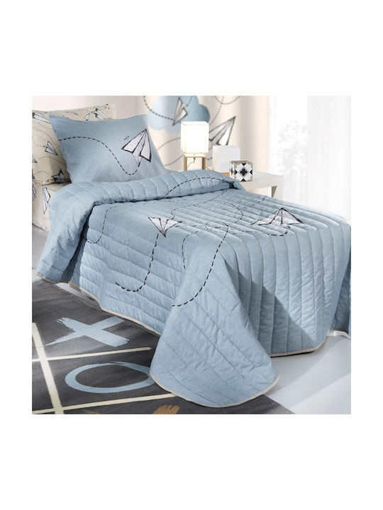 Saint Clair Kinderdecke Einzel Fly Suede Hellblau 160x220cm
