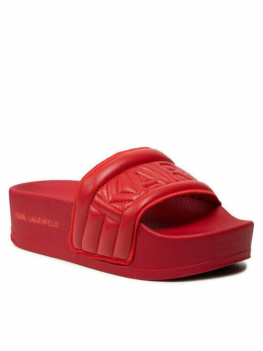 Karl Lagerfeld Frauen Flip Flops mit Plattform in Rot Farbe