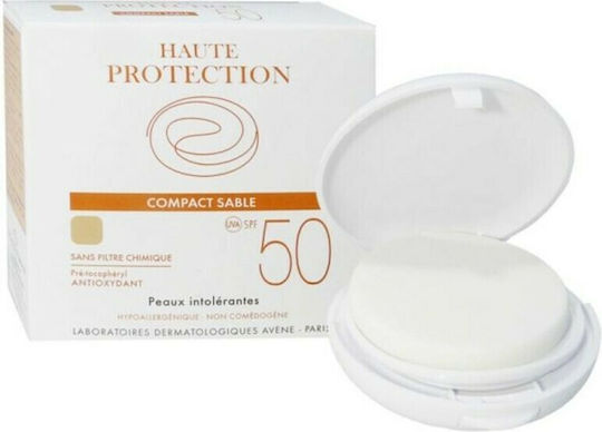 Eau Thermale Avène Haute Protection Compact Αδιάβροχη Αντηλιακή Πούδρα Προσώπου SPF50 με Χρώμα Sable 10gr