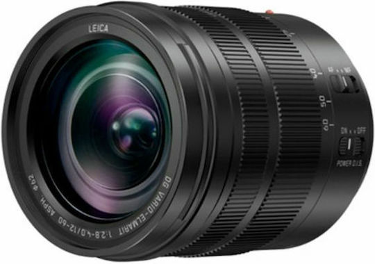 Panasonic Crop Obiectiv Foto Leica DG Vario-Elmarit 12-60mm f/2.8-4 Asph. Power OIS Zoom standard / Tele Zoom / Zoom cu unghi larg pentru Montura Micro Patru Treimi (MFT) Black