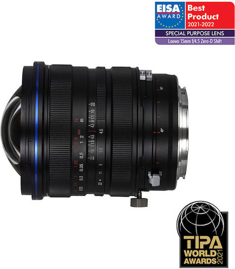 Laowa Full Frame Φωτογραφικός Φακός 15mm f/4.5 Zero-D Shift Wide Angle για Canon EF Mount Μαύρος