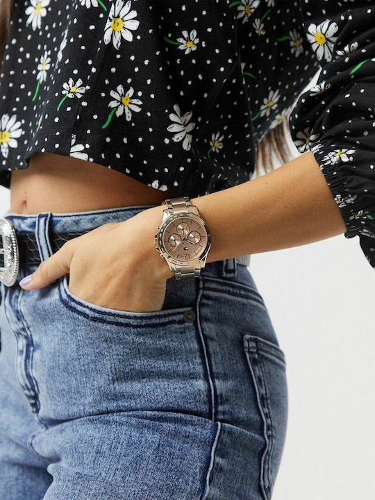 Tommy Hilfiger Haven Γυναικείο Ρολόι 38mm Χρονογράφος Μπαταρίας με Ροζ Χρυσό Μεταλλικό Μπρασελέ