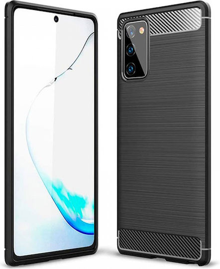Forcell Carbon Fiber Back Cover Σιλικόνης Μαύρο (Galaxy Note 20)