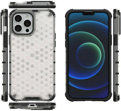 Hurtel Honeycomb Armor Silicone Back Cover Durable Transparent (iPhone 13 Pro Max)