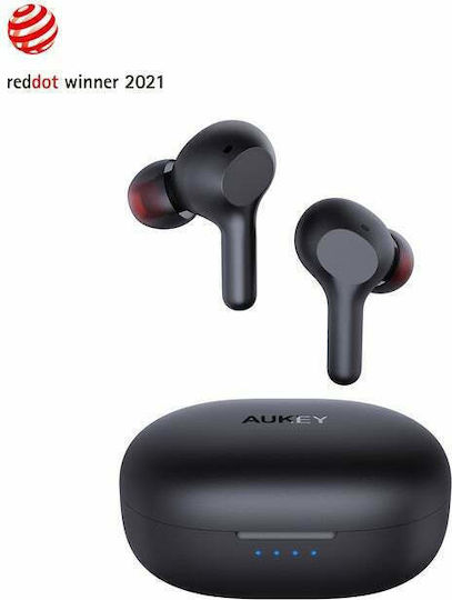 Aukey EP-T25 In-ear Bluetooth Handsfree Ακουστικά με Αντοχή στον Ιδρώτα και Θήκη Φόρτισης Μαύρα