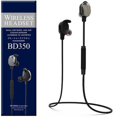 WK Sporty BT BD350 In-ear Bluetooth Handsfree Căști cu Rezistență la Transpirație Negrα