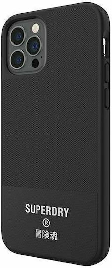 Superdry Molded Canvas Umschlag Rückseite Silikon / Stoff Schwarz (iPhone 12 Pro Max)
