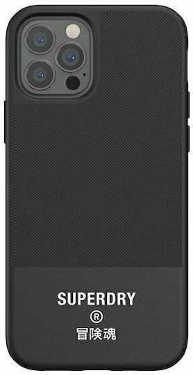 Superdry Molded Canvas Umschlag Rückseite Silikon / Stoff Schwarz (iPhone 12 Pro Max)