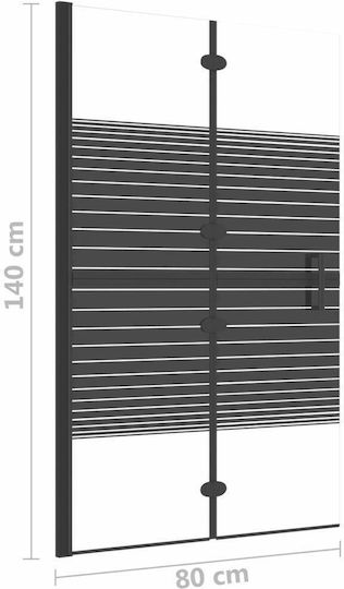 vidaXL Duschwand Badewanne mit Zusammenklappbar Tür 80x140cm Schwarz