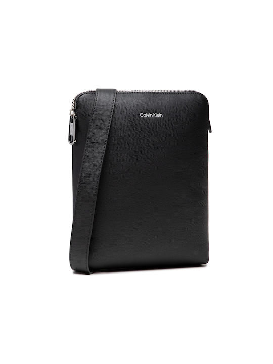 Calvin Klein Artificial Leather Shoulder / Crossbody Bag Minimalism Flatpack with Zipper & Internal Compartments Black 20x2x24cm