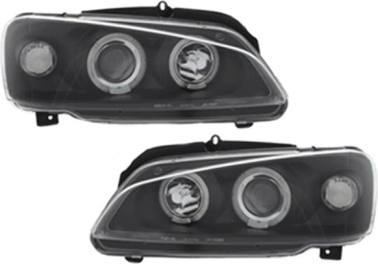 Front Lights Angel Eyes for Peugeot 106 Black 1996-2003