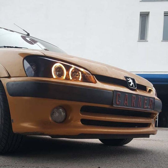 Depo Предни Фарове Ангелски Очи Peugeot 106 Черни 1996-1999 2 Бройки
