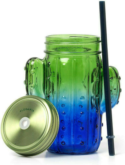 Legami Milano Cheers Glas Wasser aus Glas mit Strohhalm