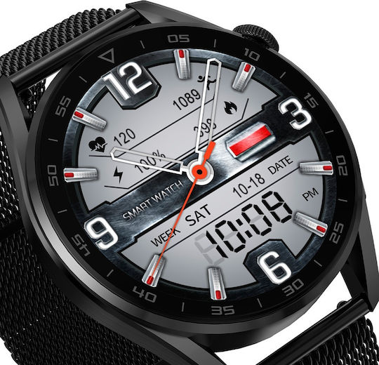 NO.1 DT3 Pro Smartwatch με Παλμογράφο (Μαύρο)