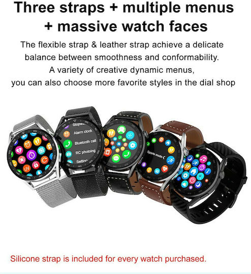 NO.1 DT3 Pro Smartwatch με Παλμογράφο (Μαύρο)