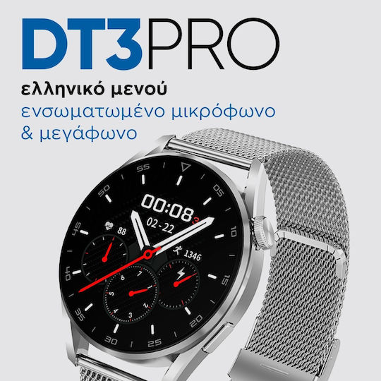 NO.1 DT3 Pro Smartwatch με Παλμογράφο (Μαύρο)