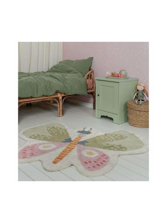 Little Dutch Kids Rug Butterflies Cotton 94x110cm Butterfly Mint/Pink