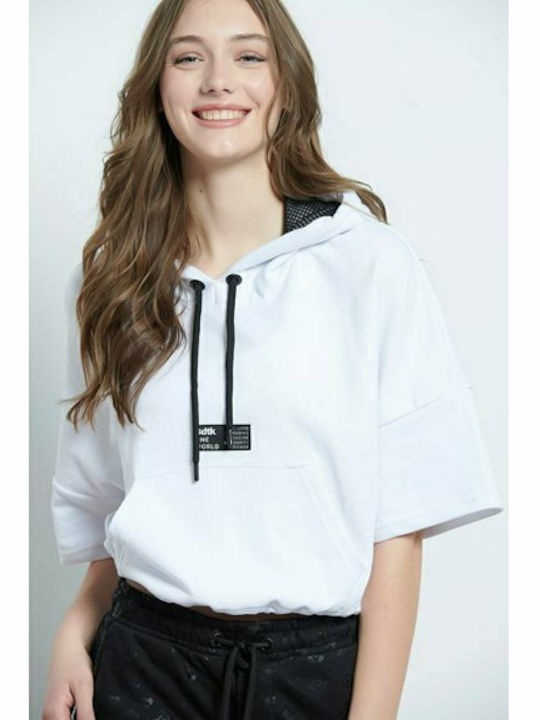 BodyTalk Women's Cropped Hooded Sweatshirt White