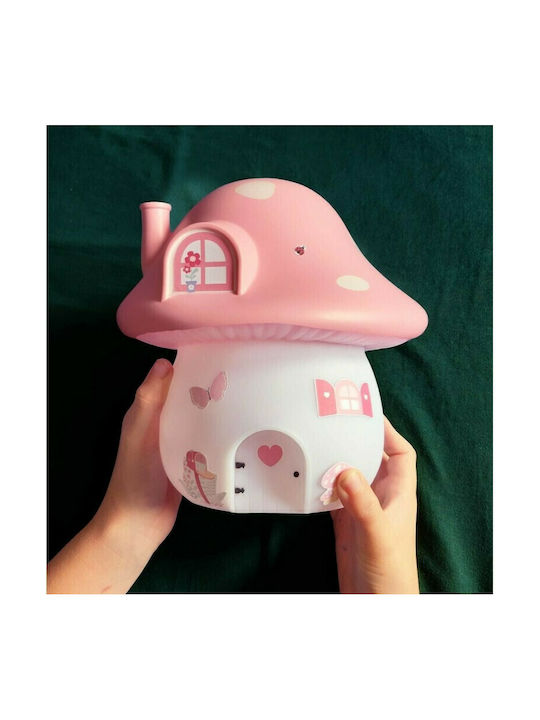 A Little Lovely Company Led Παιδικό Διακοσμητικό Φωτιστικό Mushroom House Ροζ 17.5x17.5x19εκ.