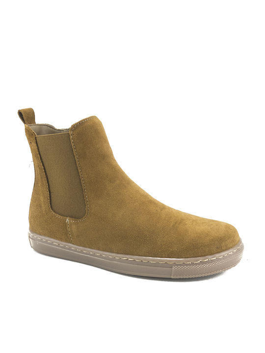 Suede Kids Boots with Zipper Tabac Brown