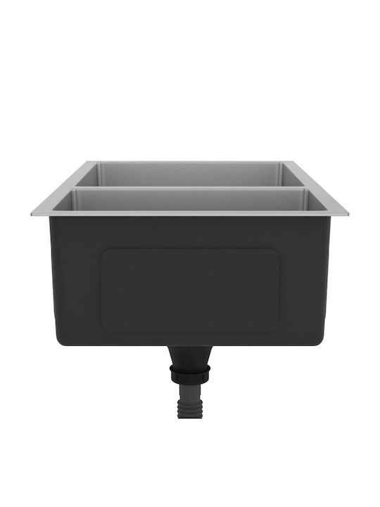 vidaXL Drop-In Мивка Десен Inox Сатен Ш71.5xД44см Сребрист
