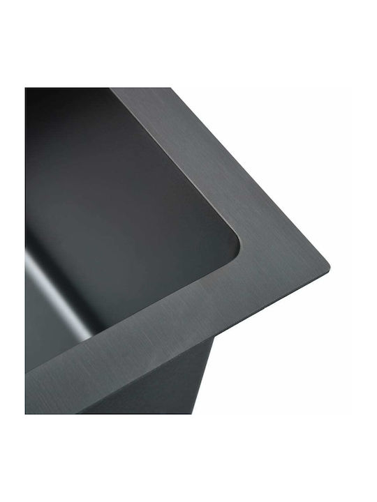 vidaXL Ένθετος Νεροχύτης Δεξιός Inox Μ71.5xΠ44cm Μαύρος
