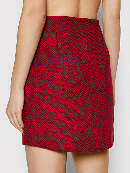 Tommy Hilfiger Hohe Taille Mini Rock in Burgundisch Farbe