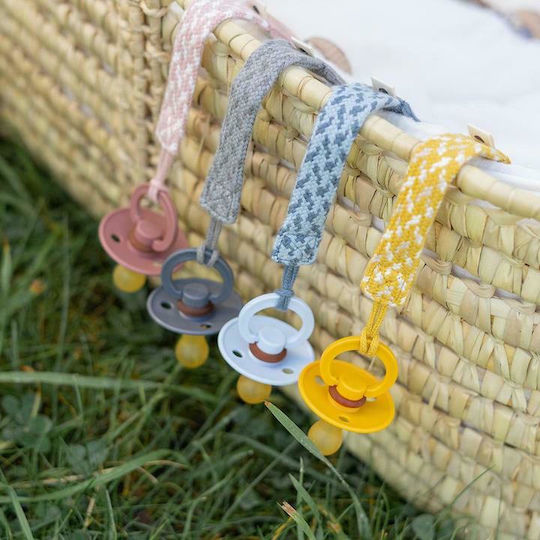 Bibs Pacifier Ribbon Paci Braid from Fabric Cloud/Iron Gray