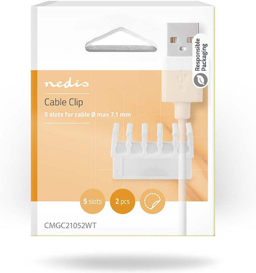 Nedis CMGC21052WT Кабелни клипсове за организиране 2бр Бял