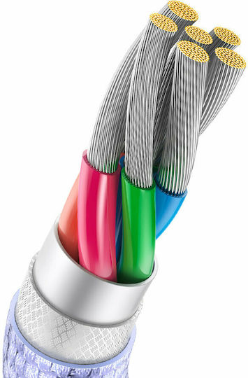 Baseus Crystal Shine Geflochtenes USB 2.0 Kabel USB-C männlich - USB-A 100W PD Lila 2m CAJY000505
