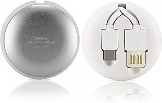 Remax Cutebaby RC-099a Подвижен USB 2.0 Кабел USB-C Мъжки - USB-A Бял 1м