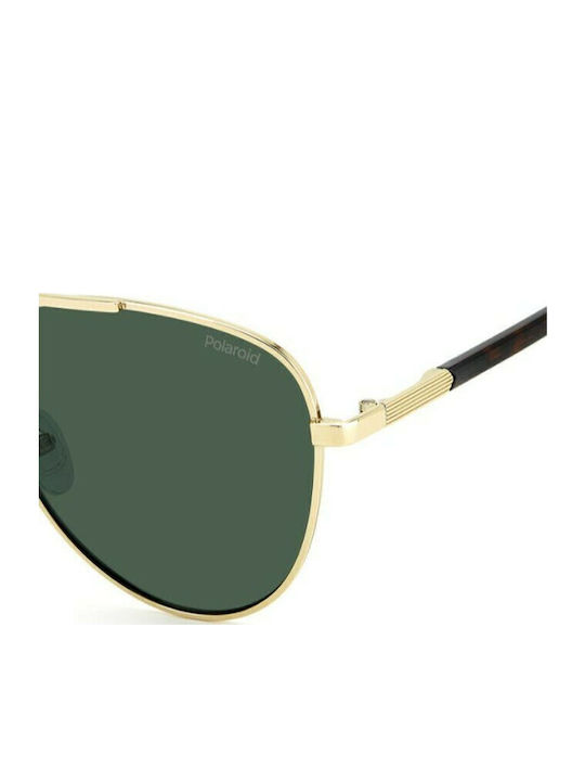 Polaroid Men's Sunglasses with Gold Metal Frame and Green Polarized Lens PLD4126/S J5G/UC