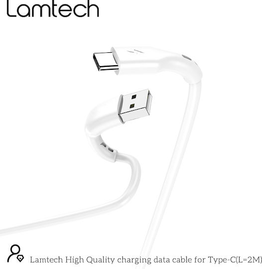 Lamtech USB 2.0 Cable USB-C male - USB-A 18W Λευκό 2m LAM446841
