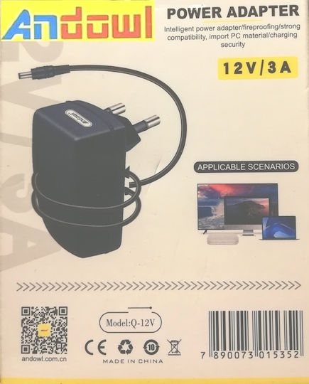 Andowl Universal Power Adapter 12V 3A with Power 36W Q-12V